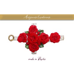 C/28 CROCE CON DECORO A ROSE ROSSE